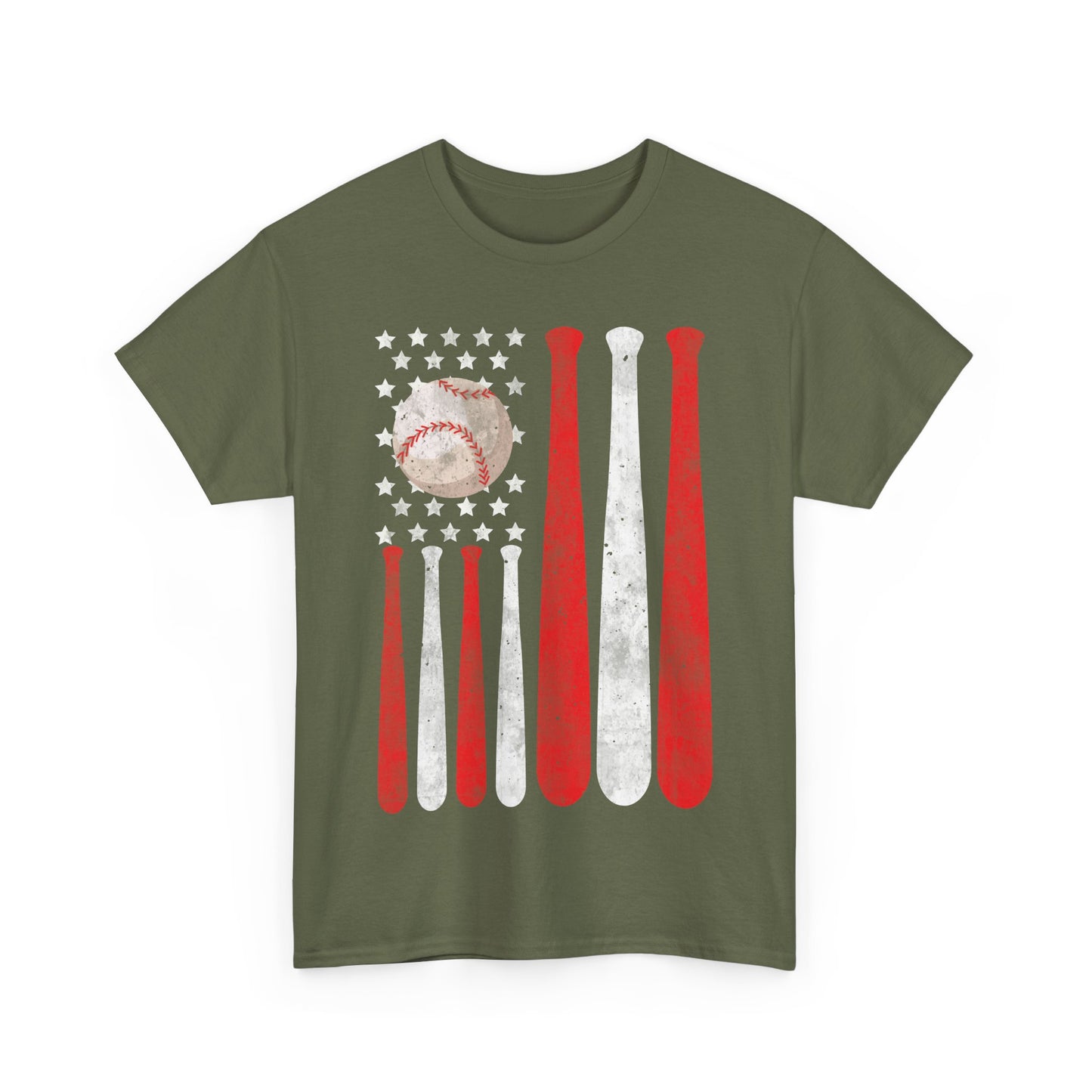 Baseball T-Shirt, Baseball USA Flag, Baseball Player Sports Lovers Men Dad Vintage Shirt