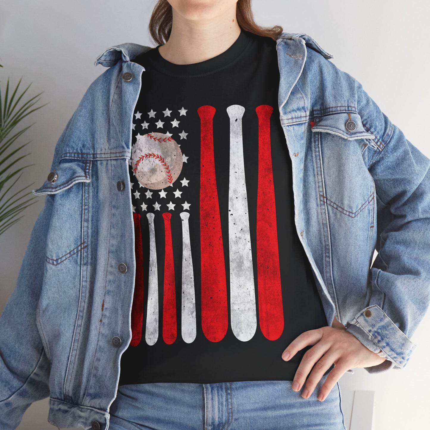 Baseball T-Shirt, Baseball USA Flag, Baseball Player Sports Lovers Men Dad Vintage Shirt